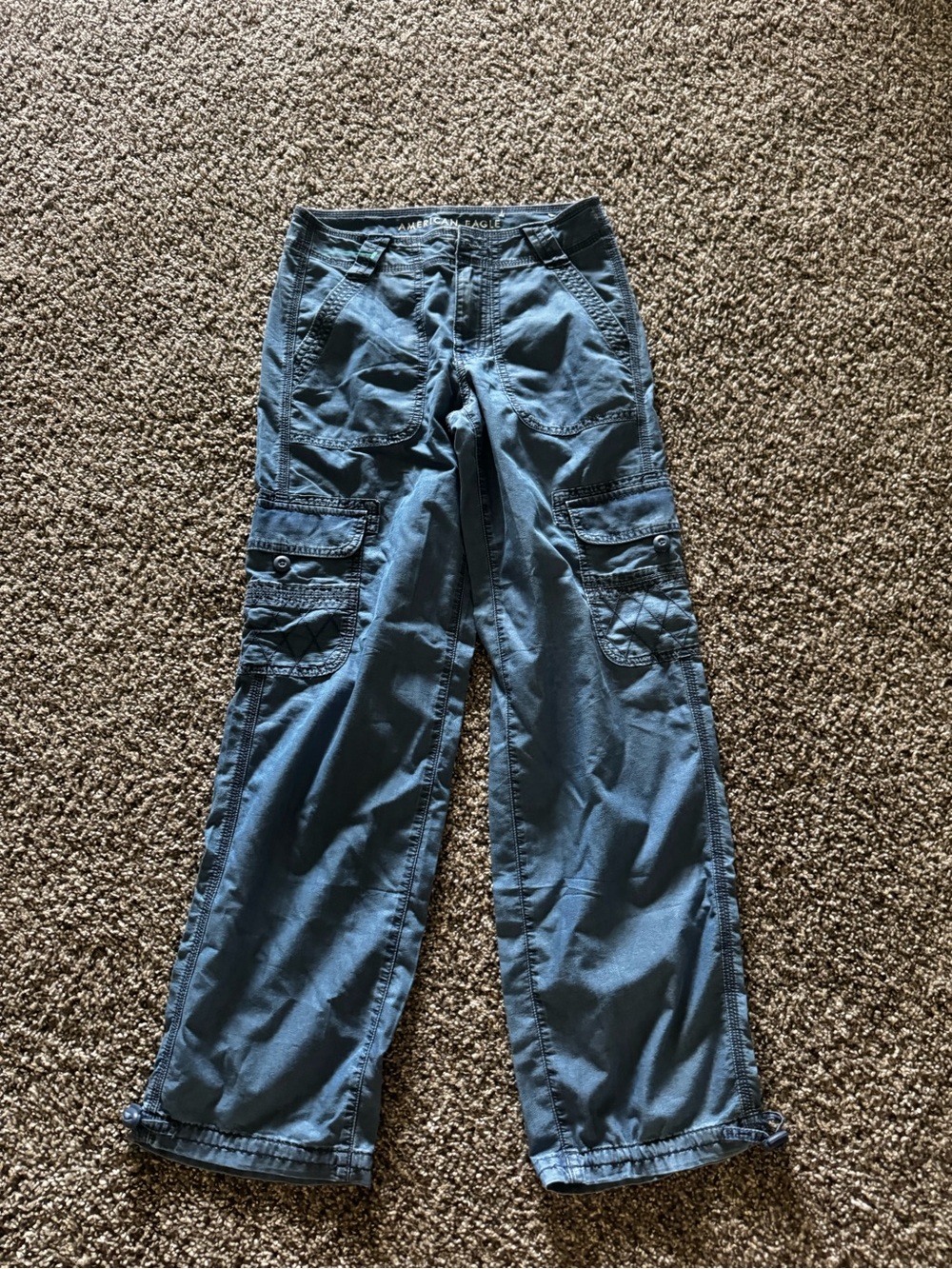 American Eagle Outfitters Straight Leg Cargo Jeans - Slate Blue